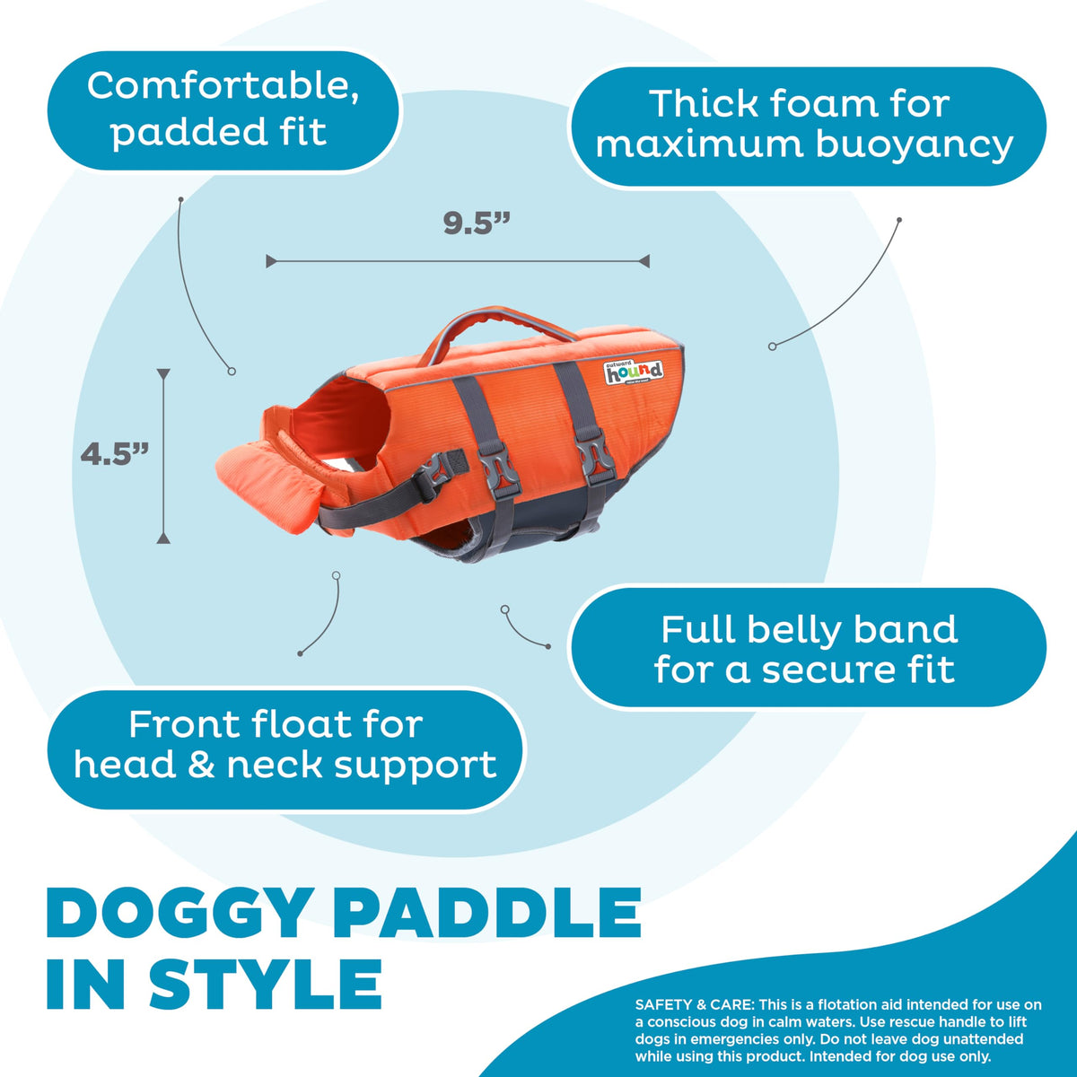 Outward Hound Granby Splash Dog Life Jacket, X-Small, Orange