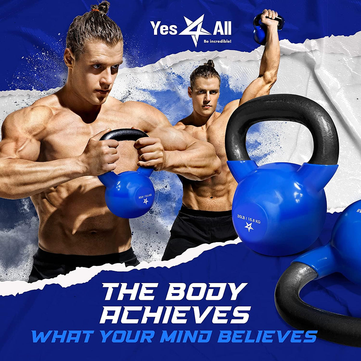 Yes4All Vinyl Coated Kettlebell, 25 lbs