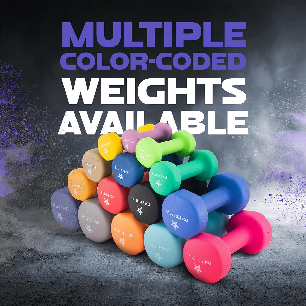 Yes4All Neoprene Dumbbells Pair, M. Purple, 20lbs