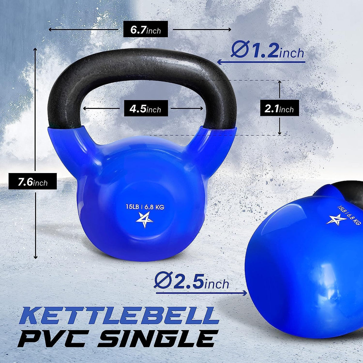 Yes4All Vinyl Coated Kettlebell, 15 lb