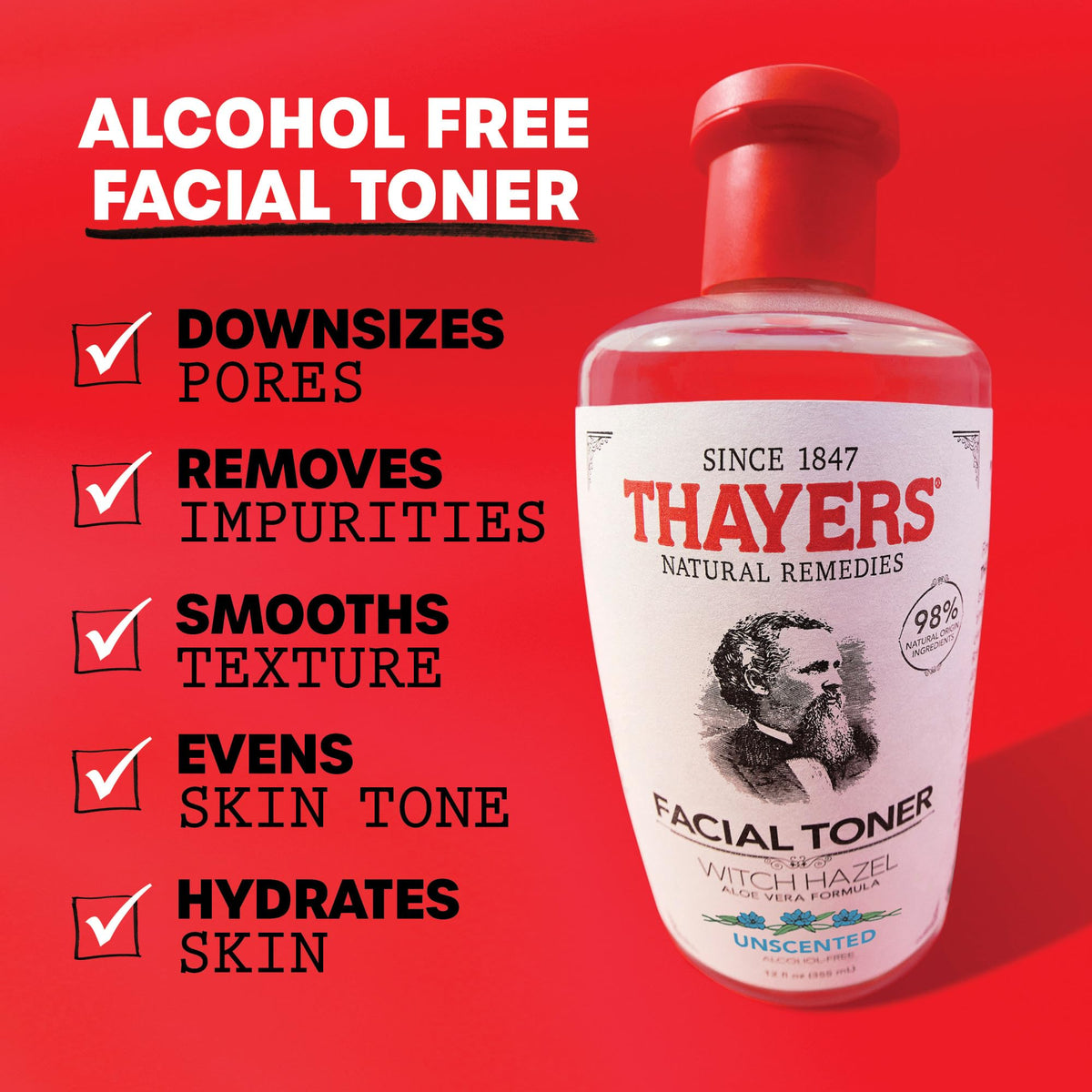 Thayers Unscented Witch Hazel Face Toner, 355 ml