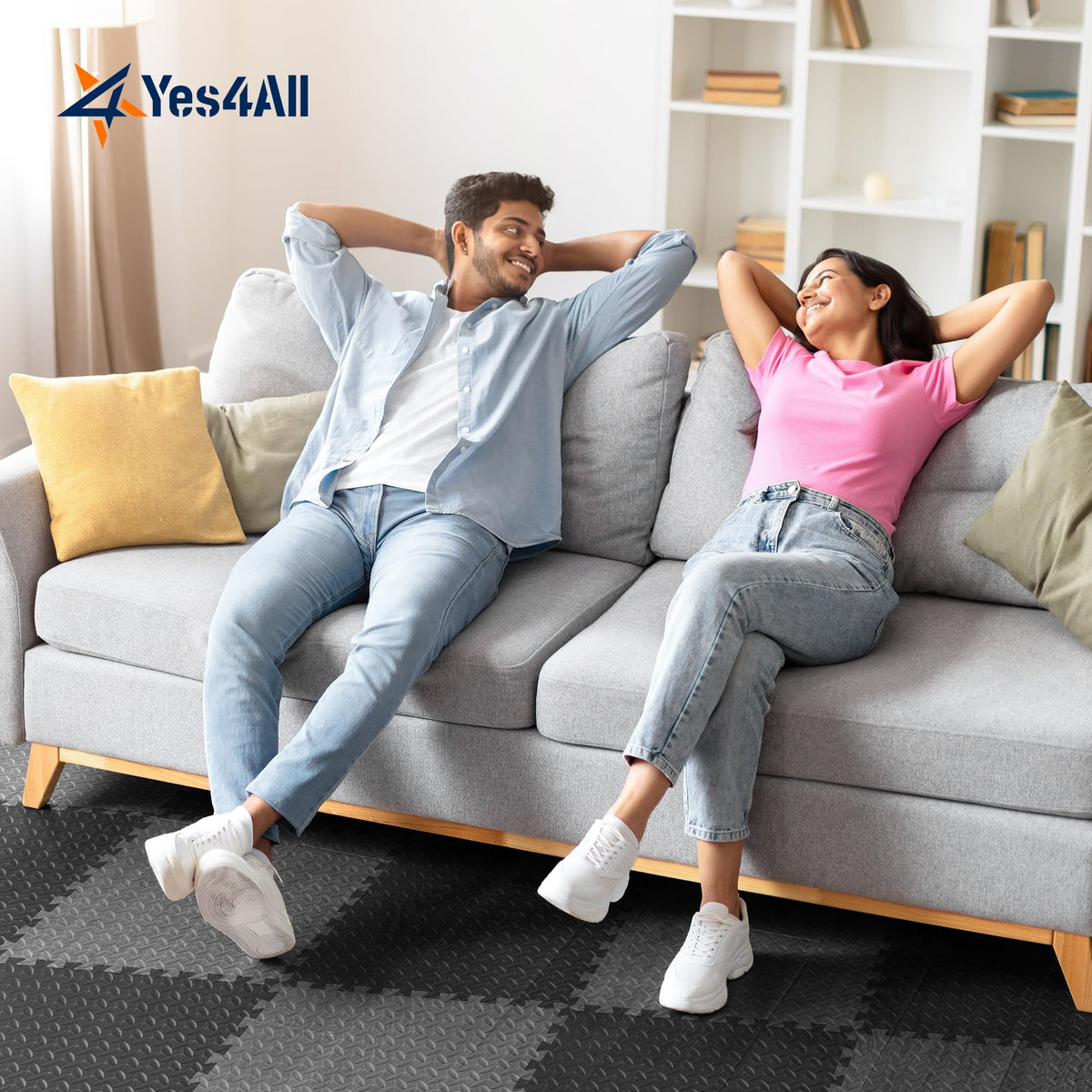 Yes4All EVA Interlocking Foam Floor Tiles, Black, 11.15 m²
