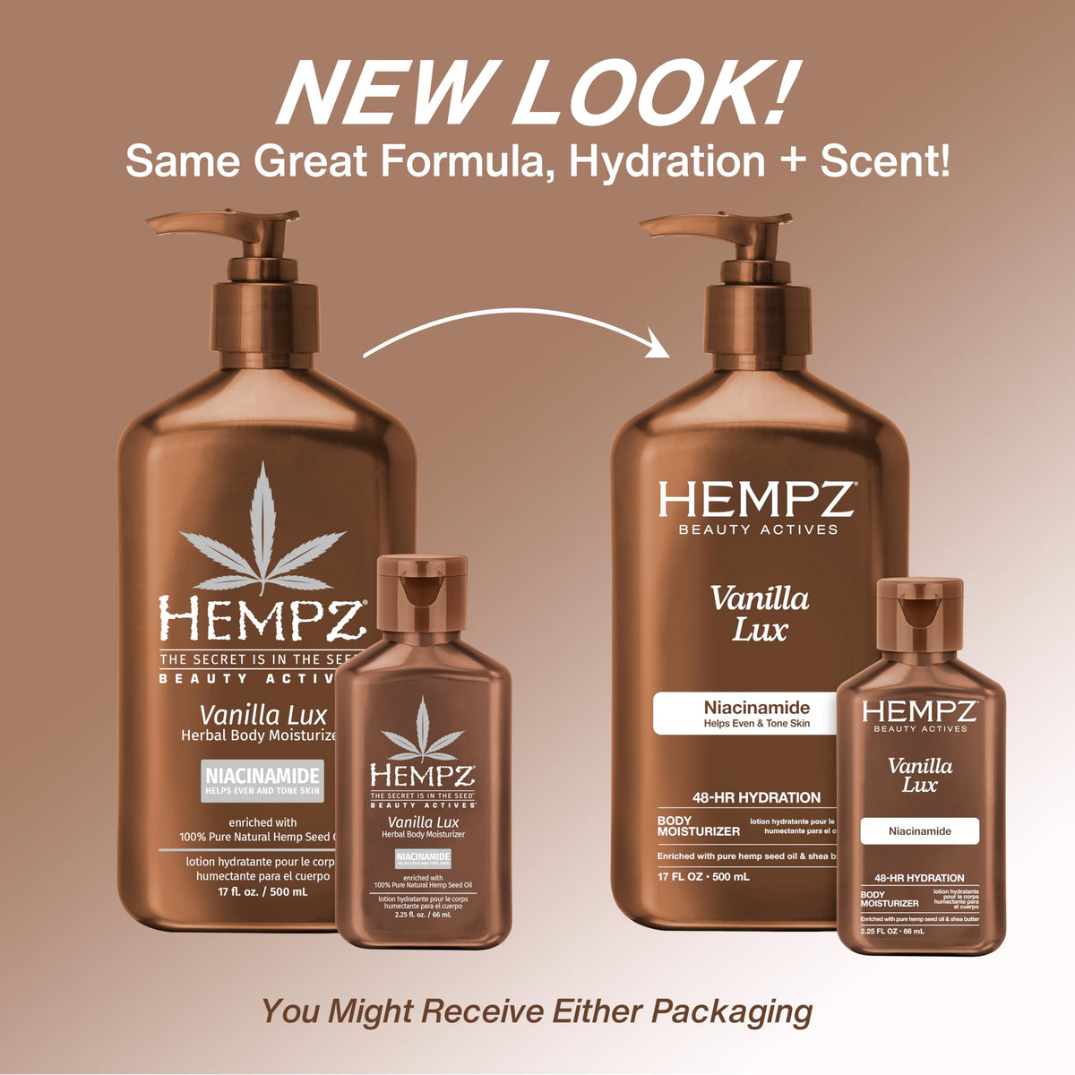 Hempz Vanilla Lux Herbal Body Moisturizer, 17 oz