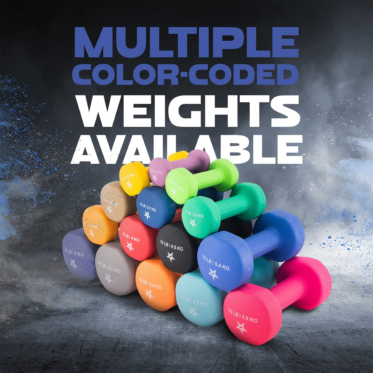 Yes4All Neoprene Dumbbells Pair, D. Blue, 6lbs