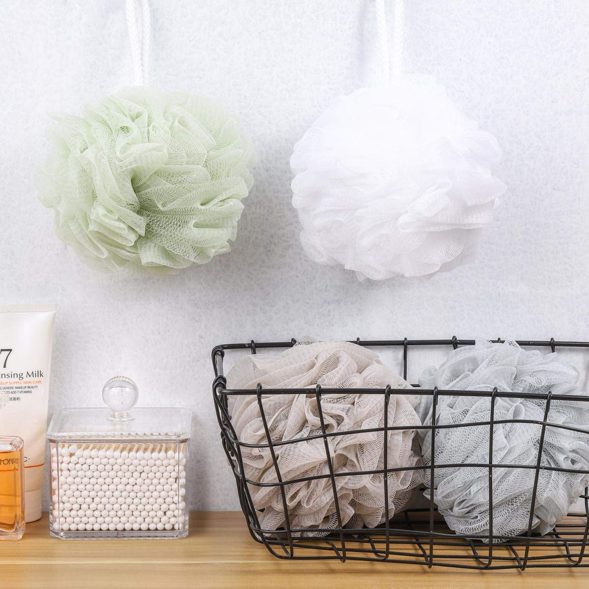Btyms Mesh Bath Shower Puffs, 60 g, 4 Pack