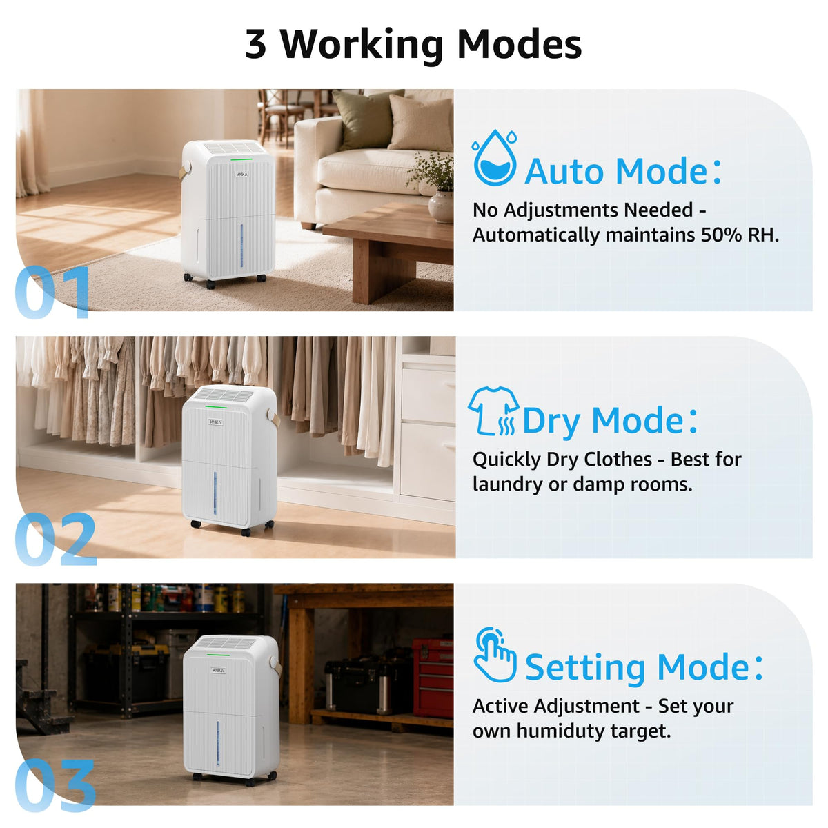 Dehumidifier for Basement with Drain Hose Max 34 Pints