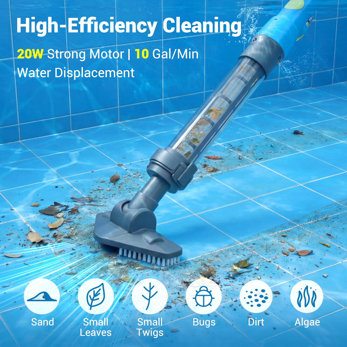 Hushlight Handheld Hot Tub Vacuum, Blue