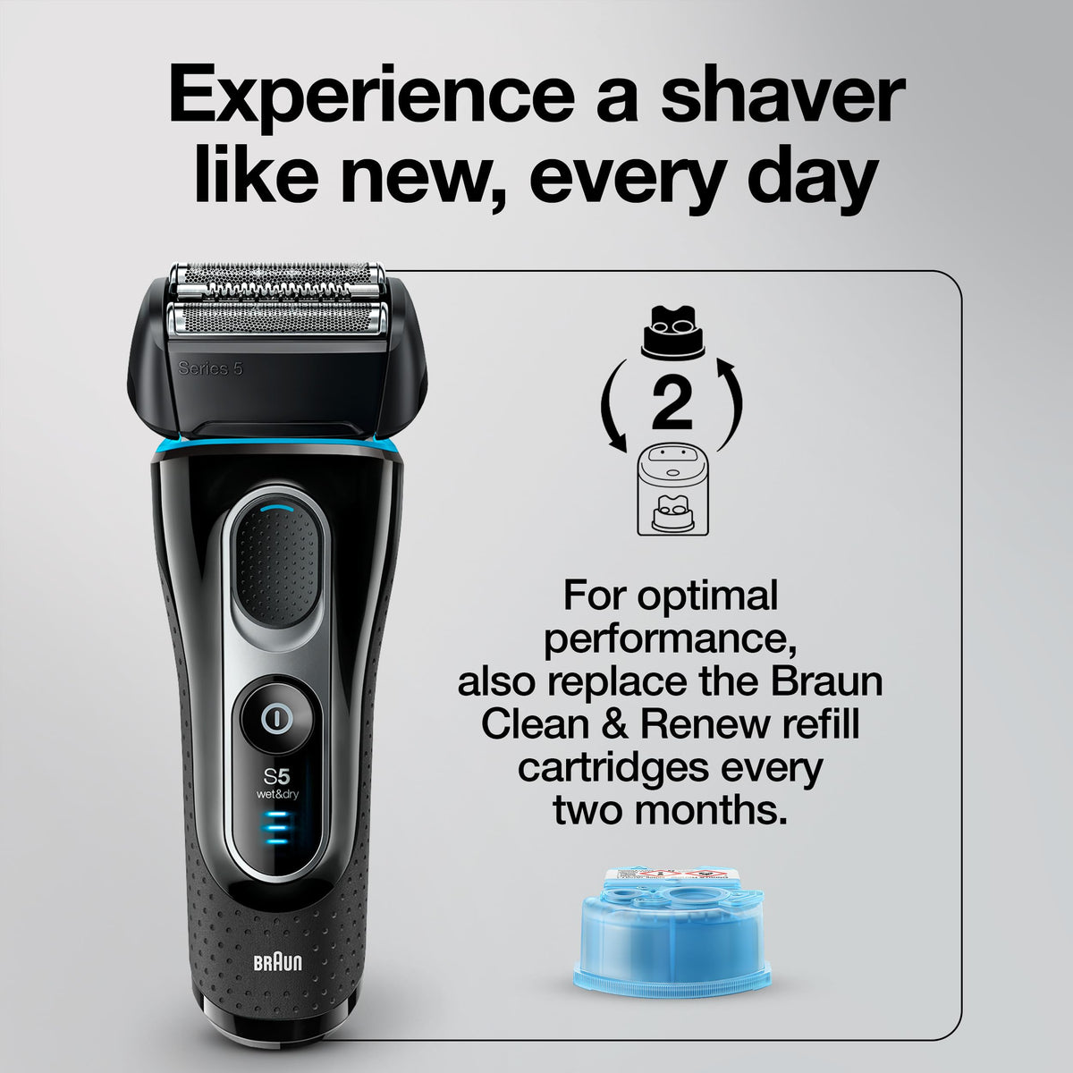 Braun Series 5 52S Shaver Head Replacement Cassette, Silver