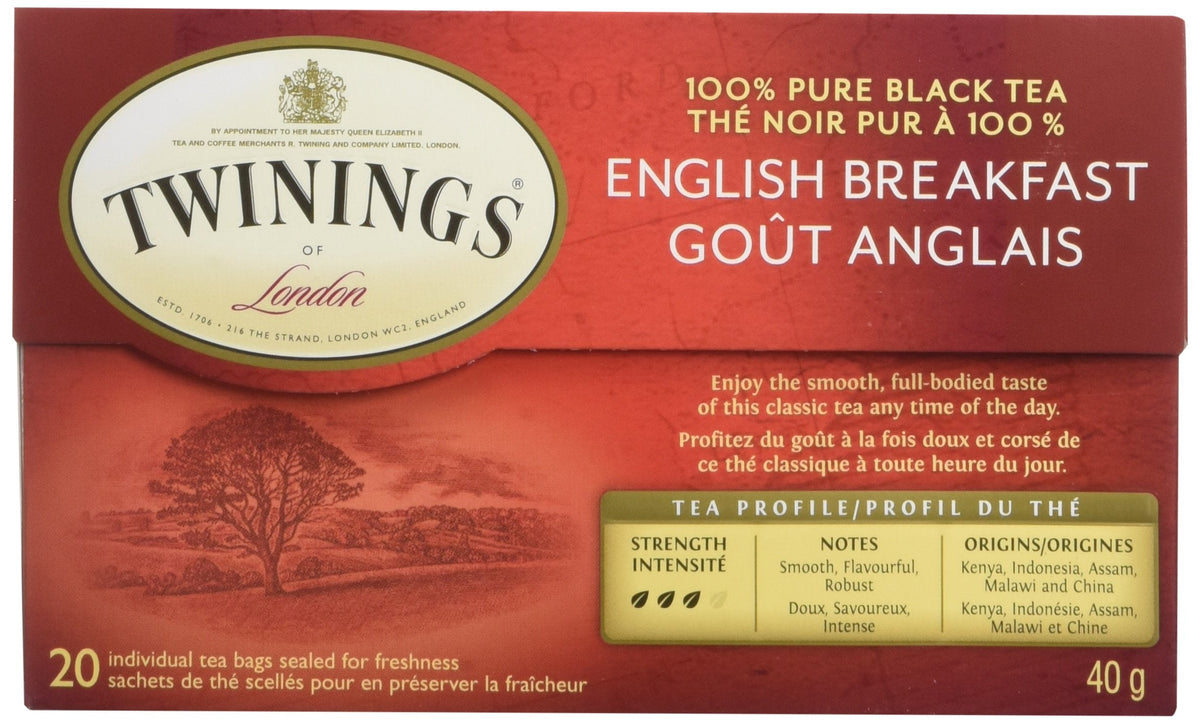 Twinings English Breakfast Black Tea, 6 x 20 Bags