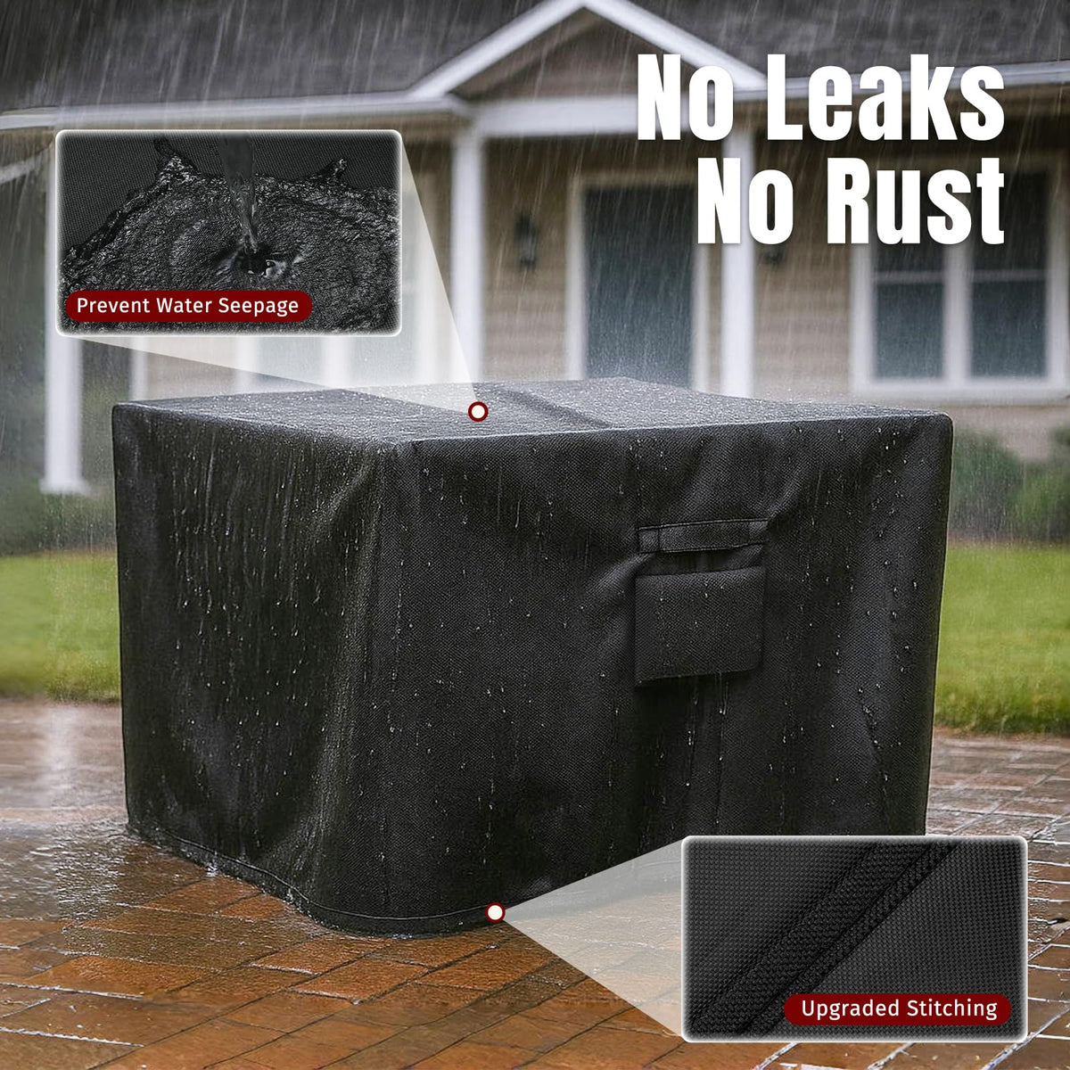 SHINESTAR Square Fire Pit Cover, 32" x 32" x 24", Black