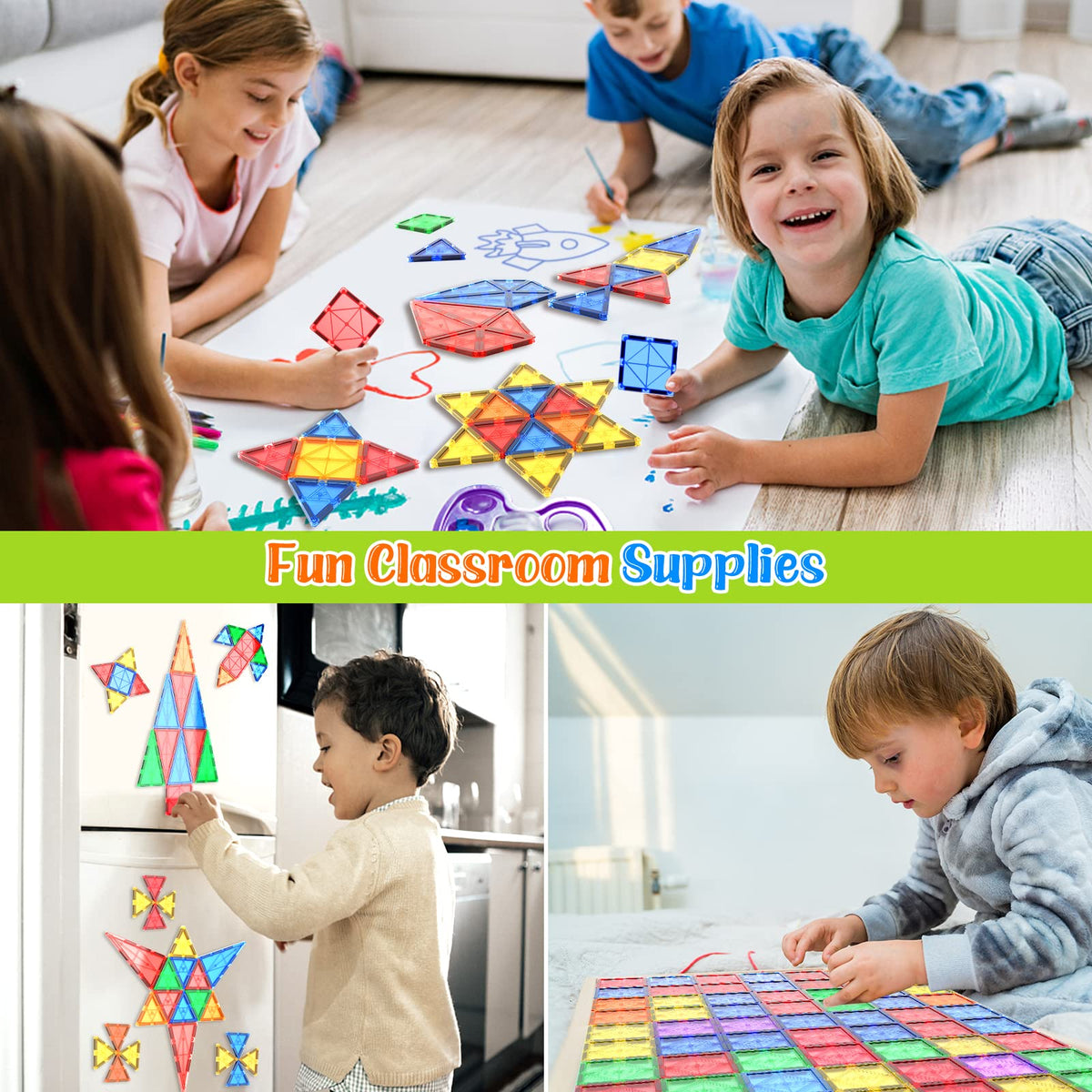 Magnetic Building Tiles for Kids, 40 Pieces