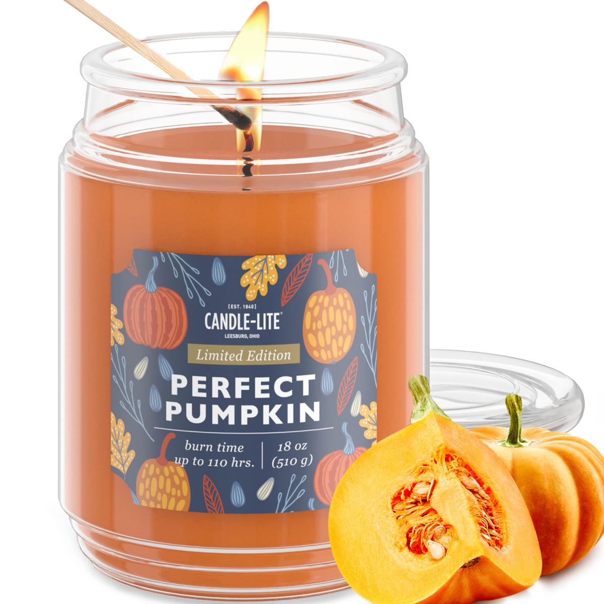 Candle-lite Halloween Scented Candles, 18 oz Jar, Perfect Pumpkin