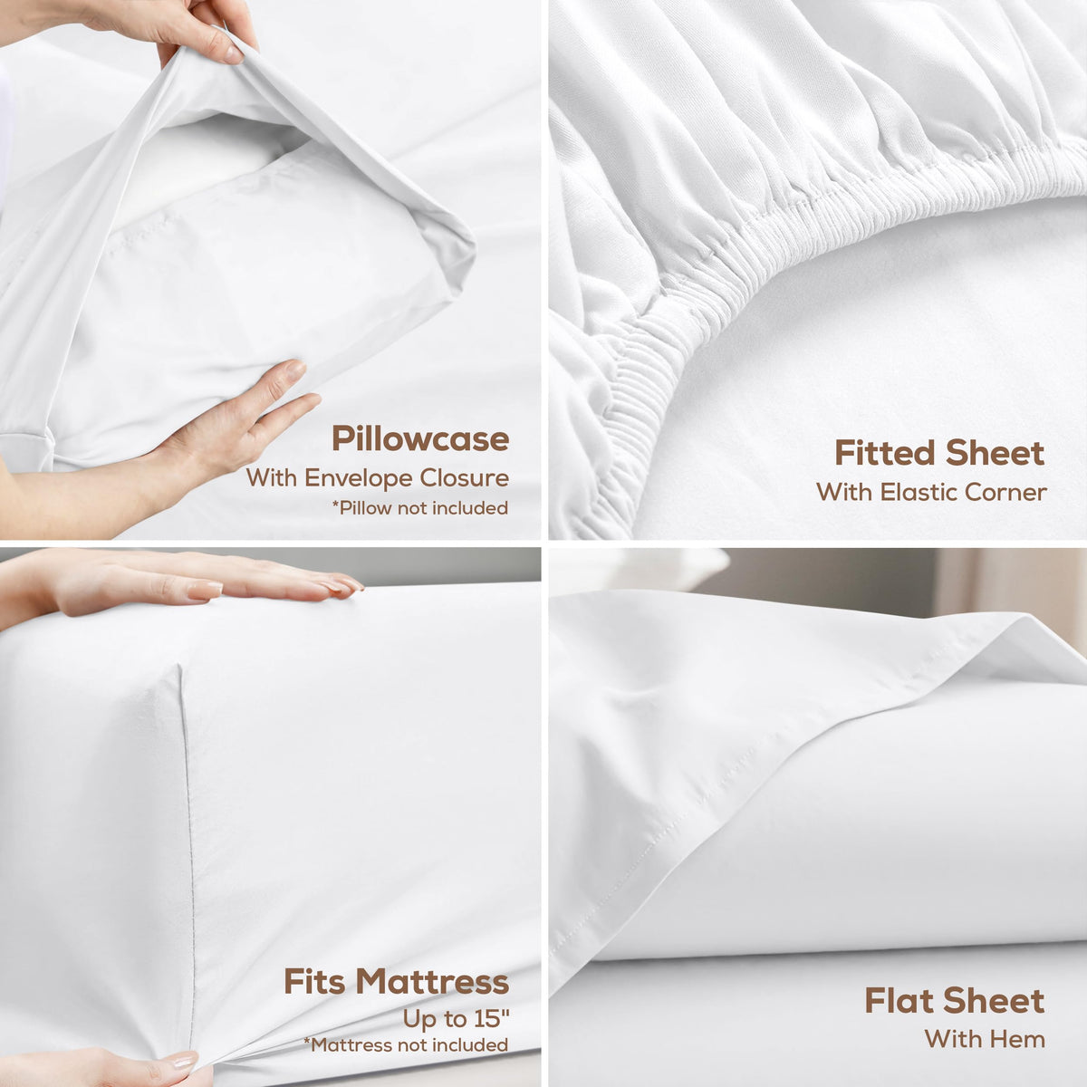 Utopia Bedding Brushed Microfibre Sheet Set, King, White