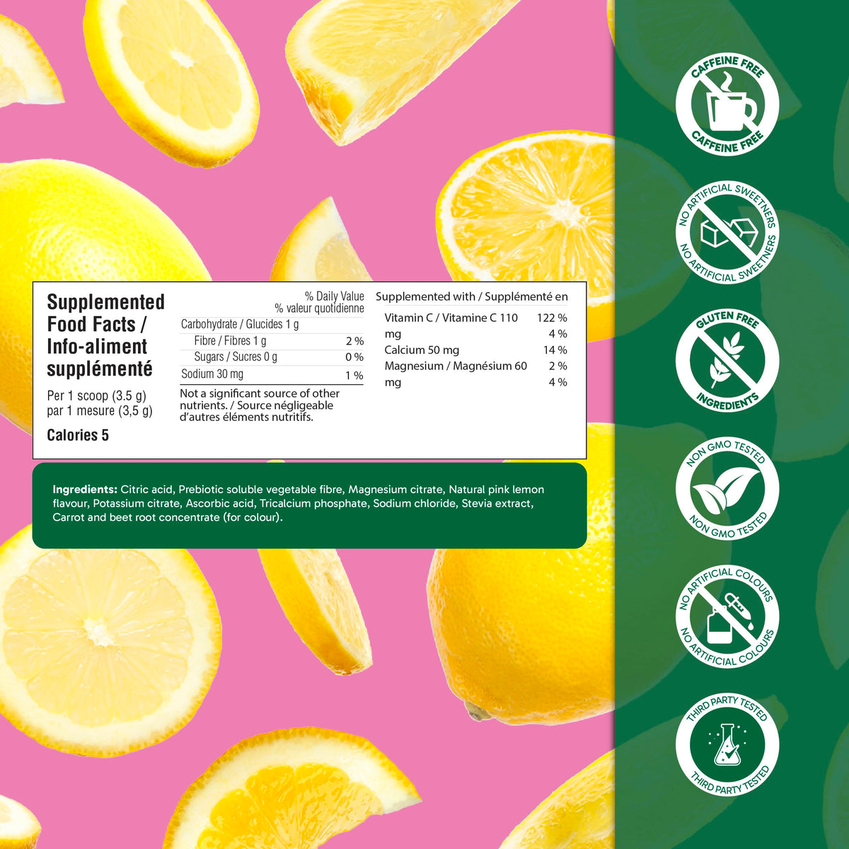 Organika Electrolytes Powder, Pink Lemonade, 210 g