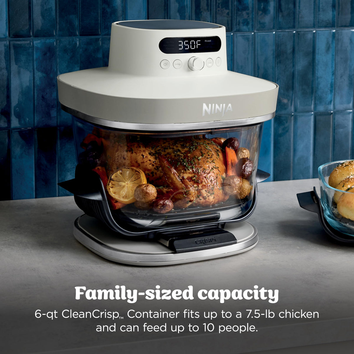 Ninja Crispi Pro 6-in-1 Glass Air Fryer, Bone, AS101CLG