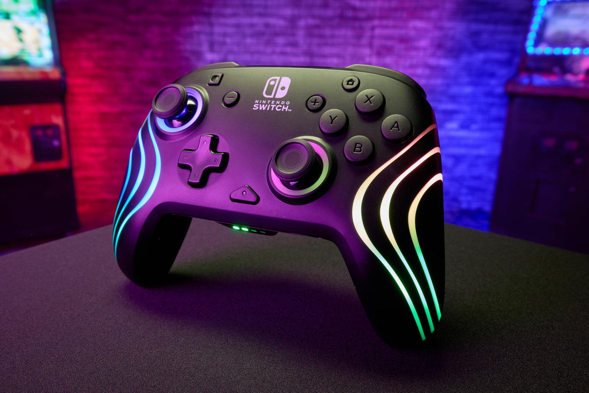 PDP Afterglow Wave Wireless RGB Controller for Nintendo Switch, Black