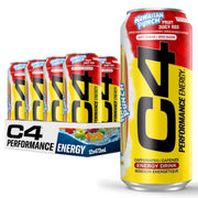 C4 Performance Energy Drink, Hawaiian Punch Juicy Red, 12 x 473 ml