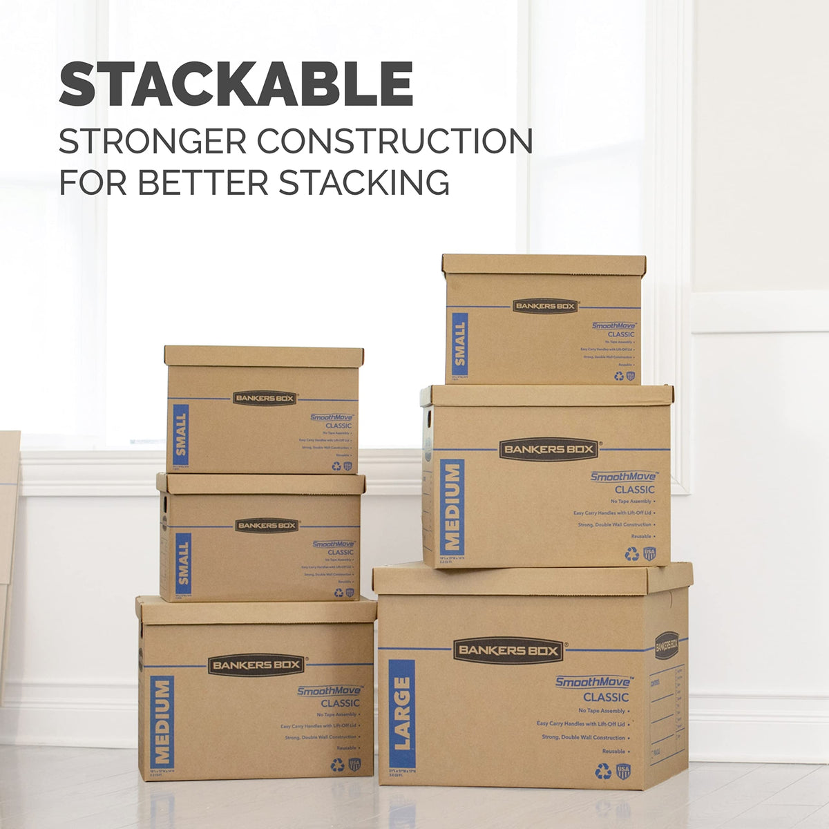 Bankers Box SmoothMove Moving Boxes, 10" x 12" x 15" (10 Pack)