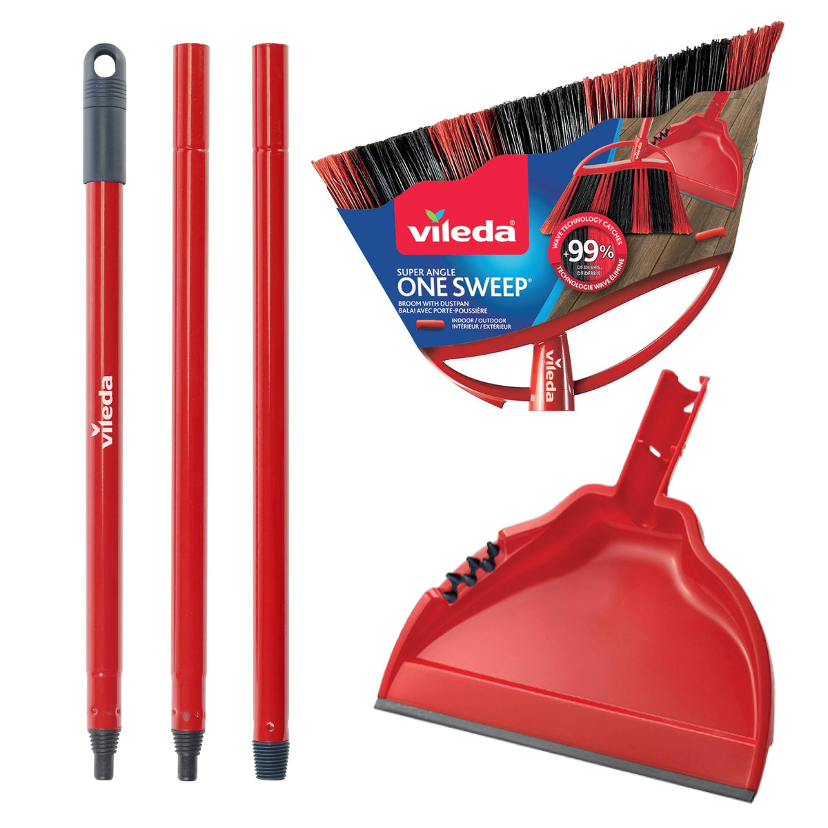 Vileda One Sweep Broom with Step-On Dustpan