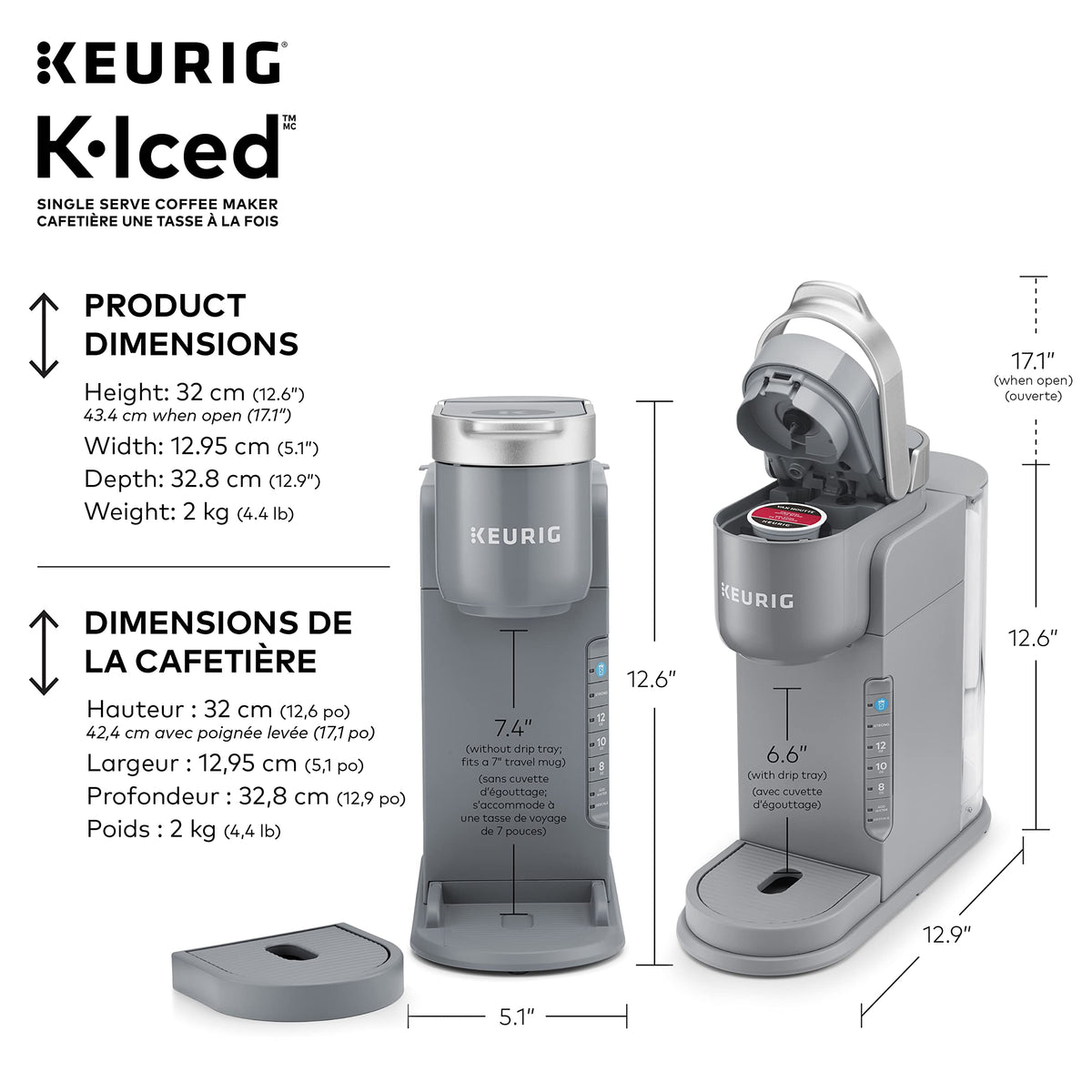 Keurig K-Iced Single Serve Coffee Maker, Grey