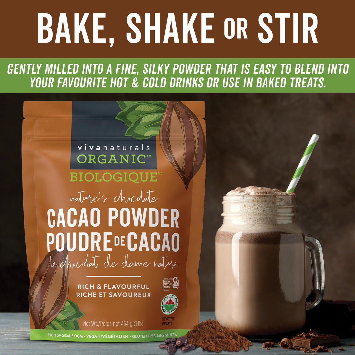 Viva Naturals Organic Cacao Powder, 1 Pound