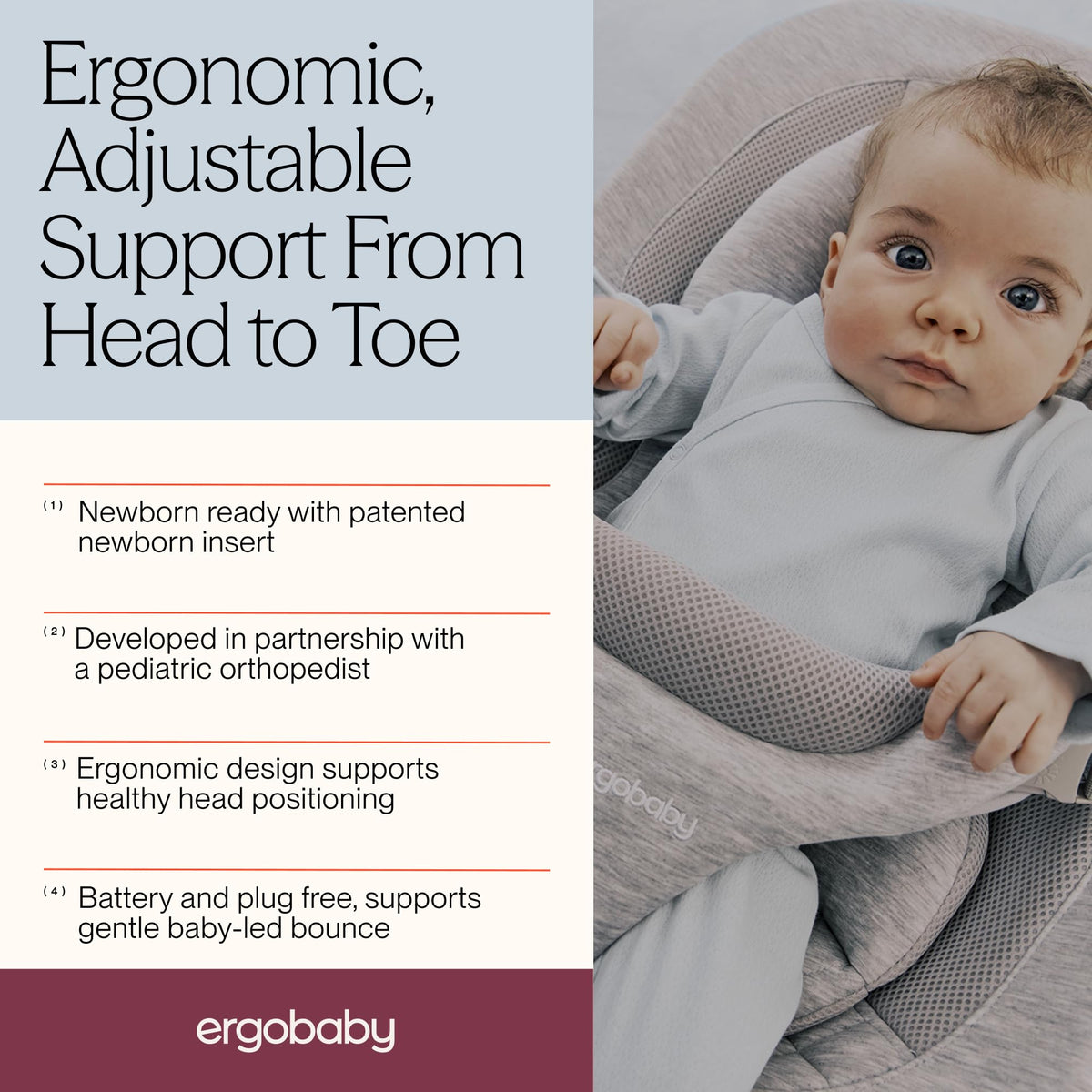 Ergobaby Evolve 3-in-1 Bouncer Seat, 5.5-25 lbs