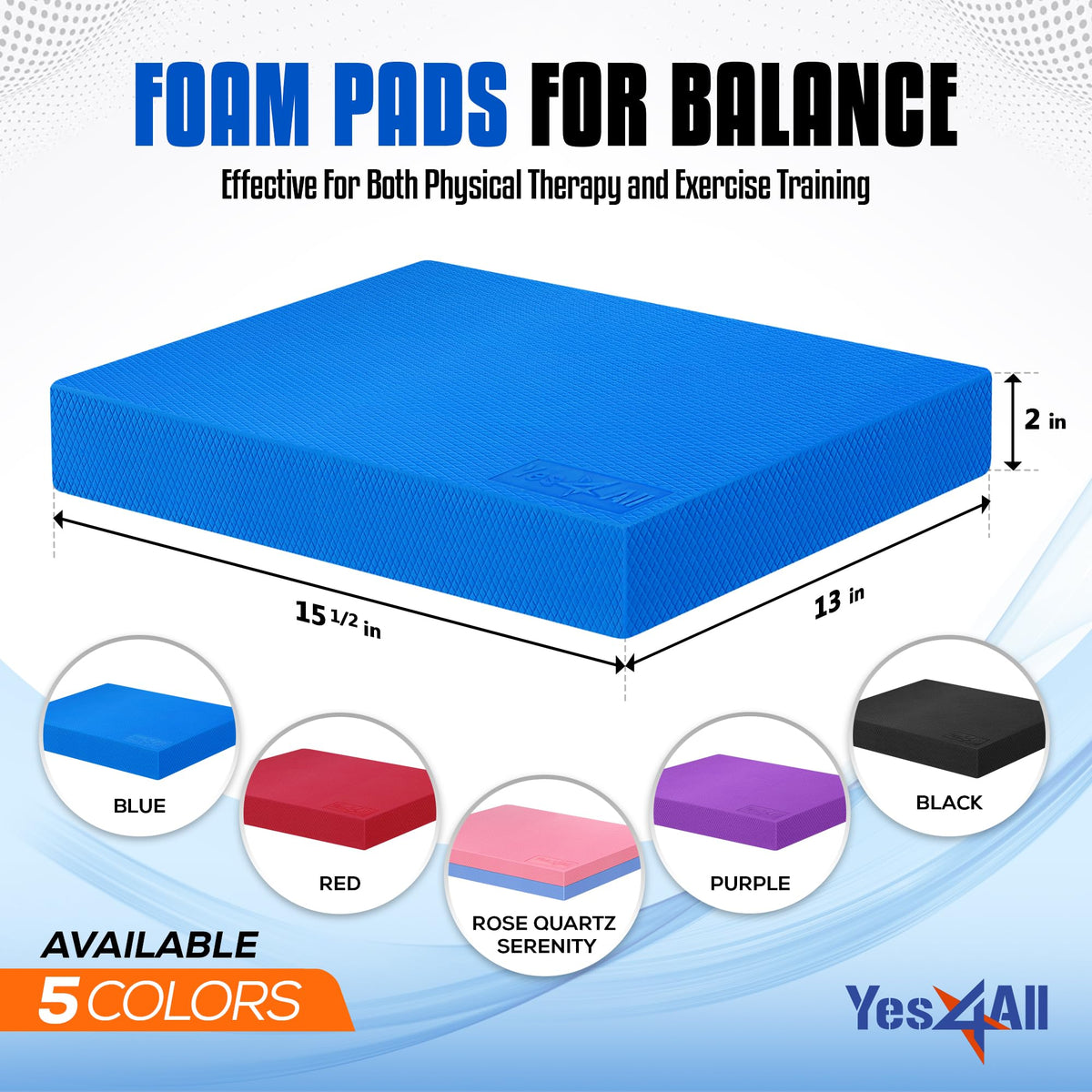 Yes4All Balance Pad, Nonslip TPE Foam, L, Blue