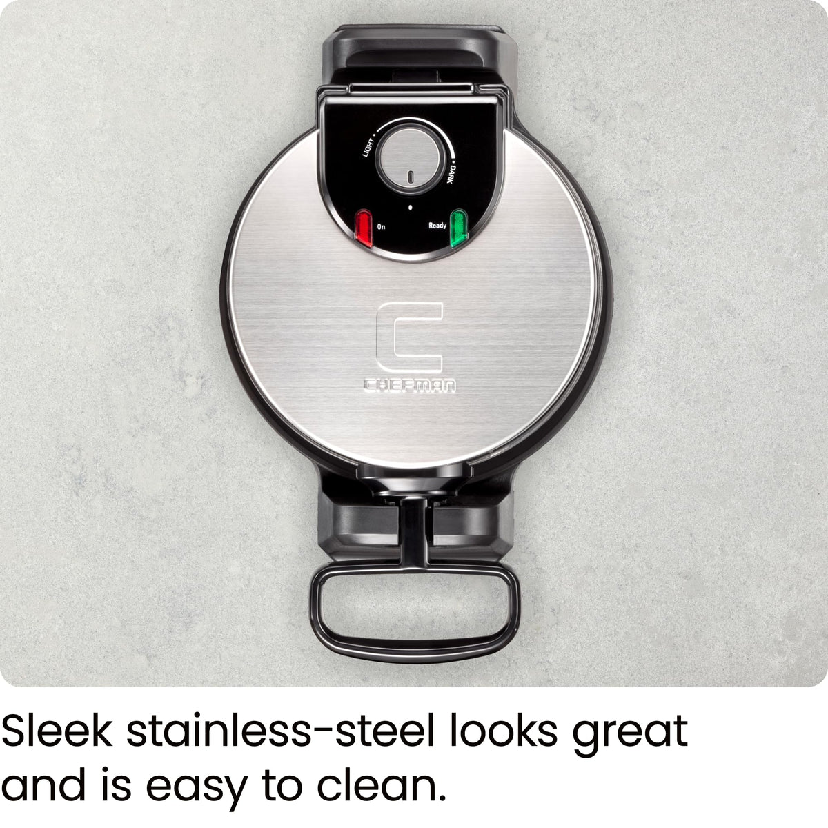 Chefman Rotating Belgian Waffle Maker, Stainless Steel/Black
