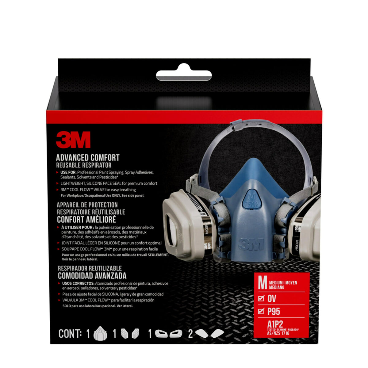 3M Pro Half Facepiece Reusable Respirator Kit, Medium