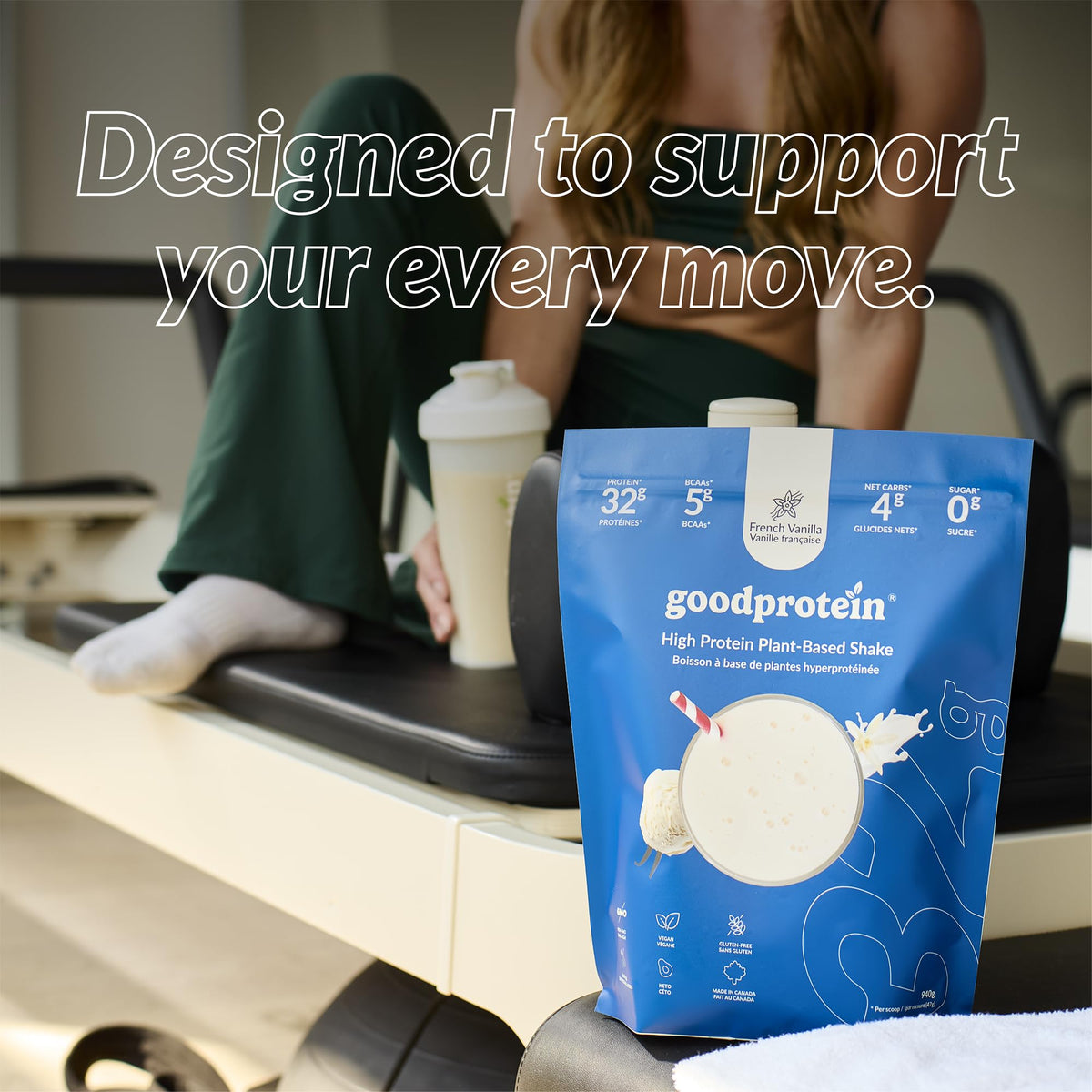 Good Protein Vegan Plant-Based Protein Powder, French Vanilla, 470 g