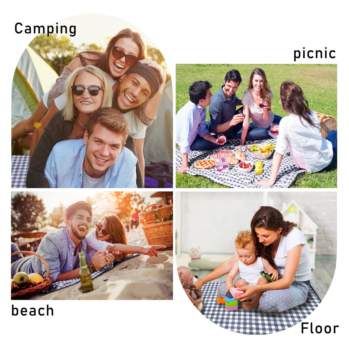 SAMSIER Waterproof Picnic Blanket, 80 x 80 in, Navy Blue