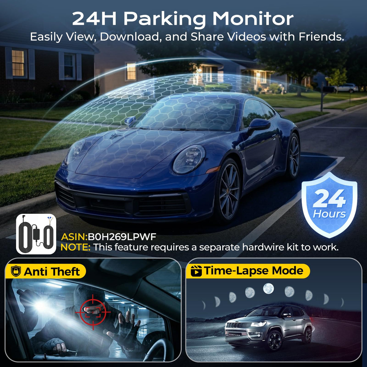 DELLFY 4-Channel 4K Dash Cam with GPS & 128 GB Card
