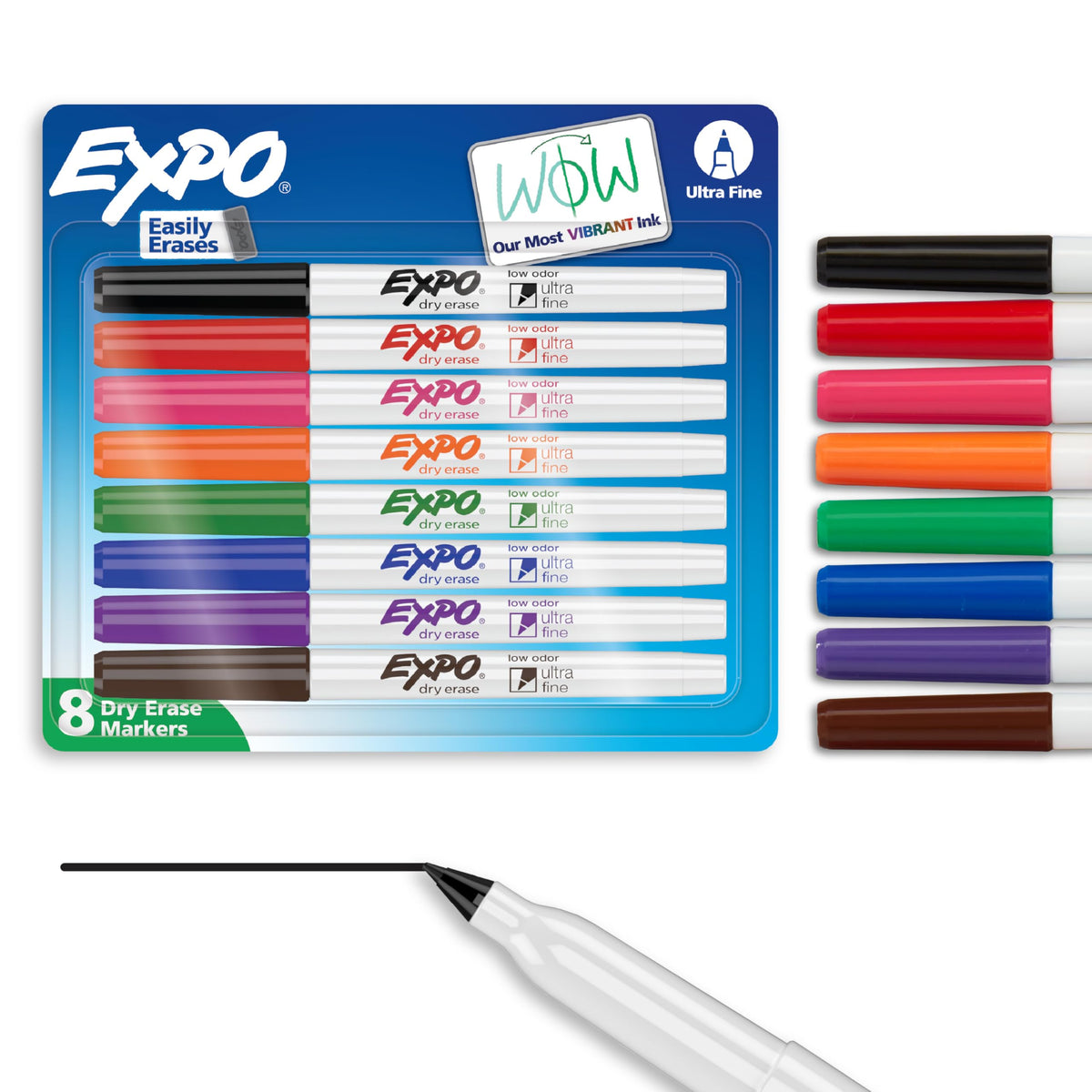 EXPO Ultra Fine Tip Dry Erase Markers, Assorted Colours, 8 Count