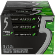 5 Gum Spearmint-Rain Sugar Free Chewing Gum, 15 Sticks, 10 Packs