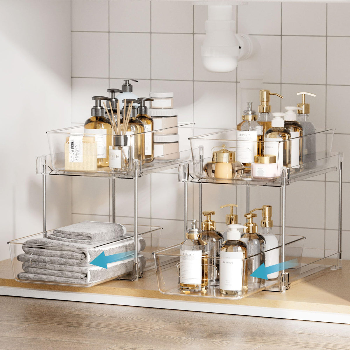 Vtopmart 2 Tier Clear Under Sink Organizers (2 Pack)