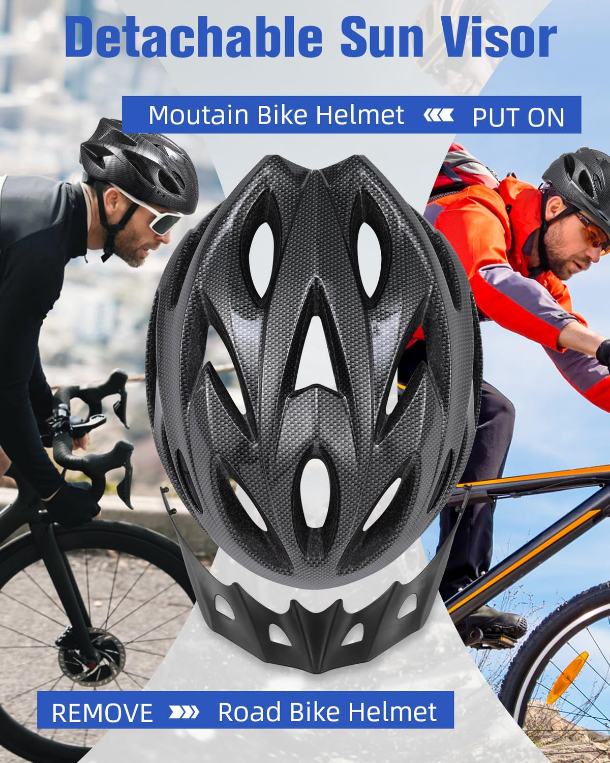 Zacro Adult Bike Helmet with Detachable Sun Visor