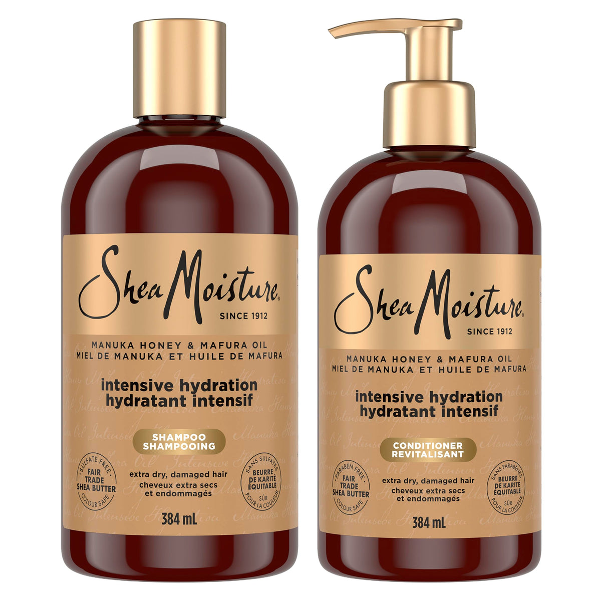Shea Moisture Manuka Honey Mafura Oil Shampoo, Conditioner, 384ml x2