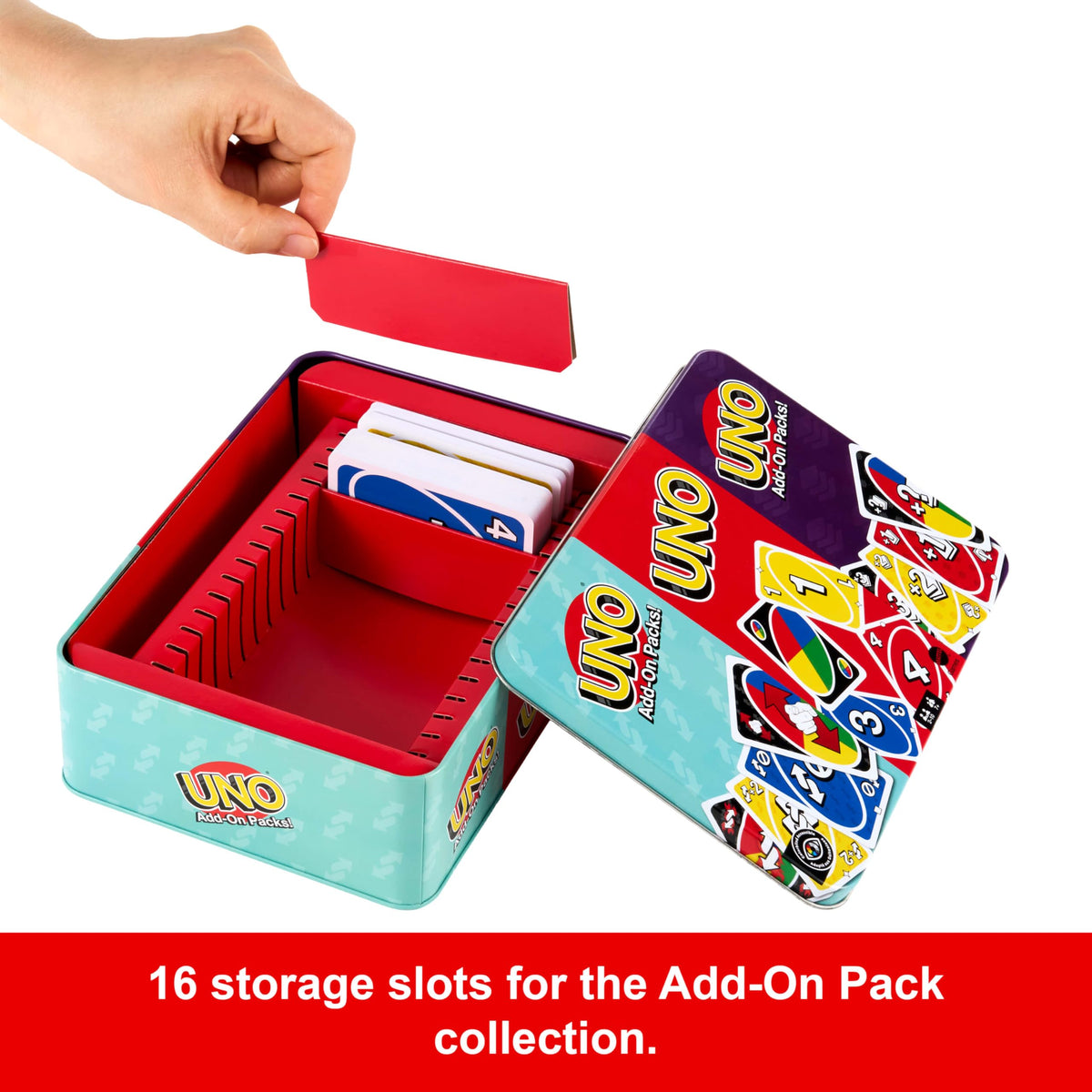 Mattel Games UNO Card Game with 2 Add On Packs and Storage Tin