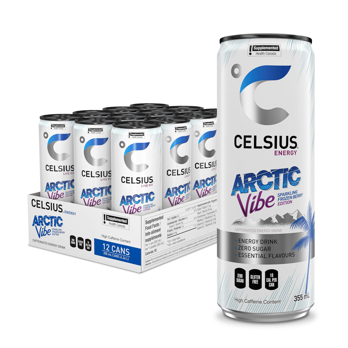 Celsius Sparkling Arctic Vibe Energy Drink, 355ml, Pack of 12