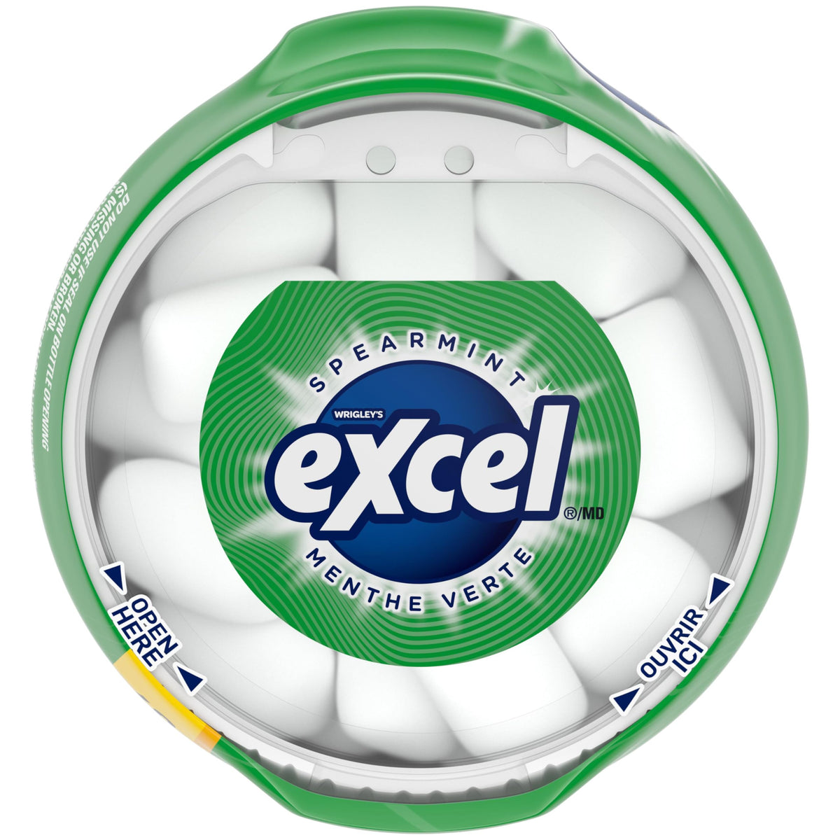 EXCEL Spearmint Sugar Free Chewing Gum, 60 Pieces, 6 Bottles