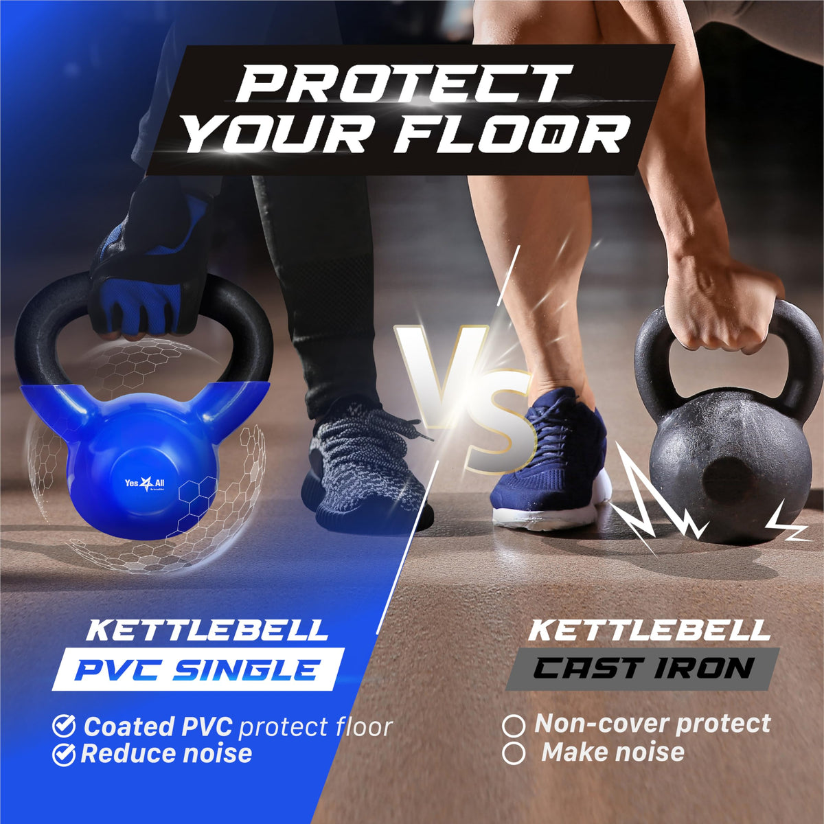 Yes4All Vinyl Coated Kettlebell, 20 lbs
