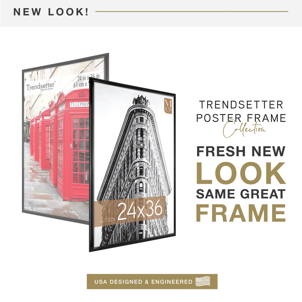 MCS 65549 Trendsetter Poster Frame, Black, 24 x 36-Inch