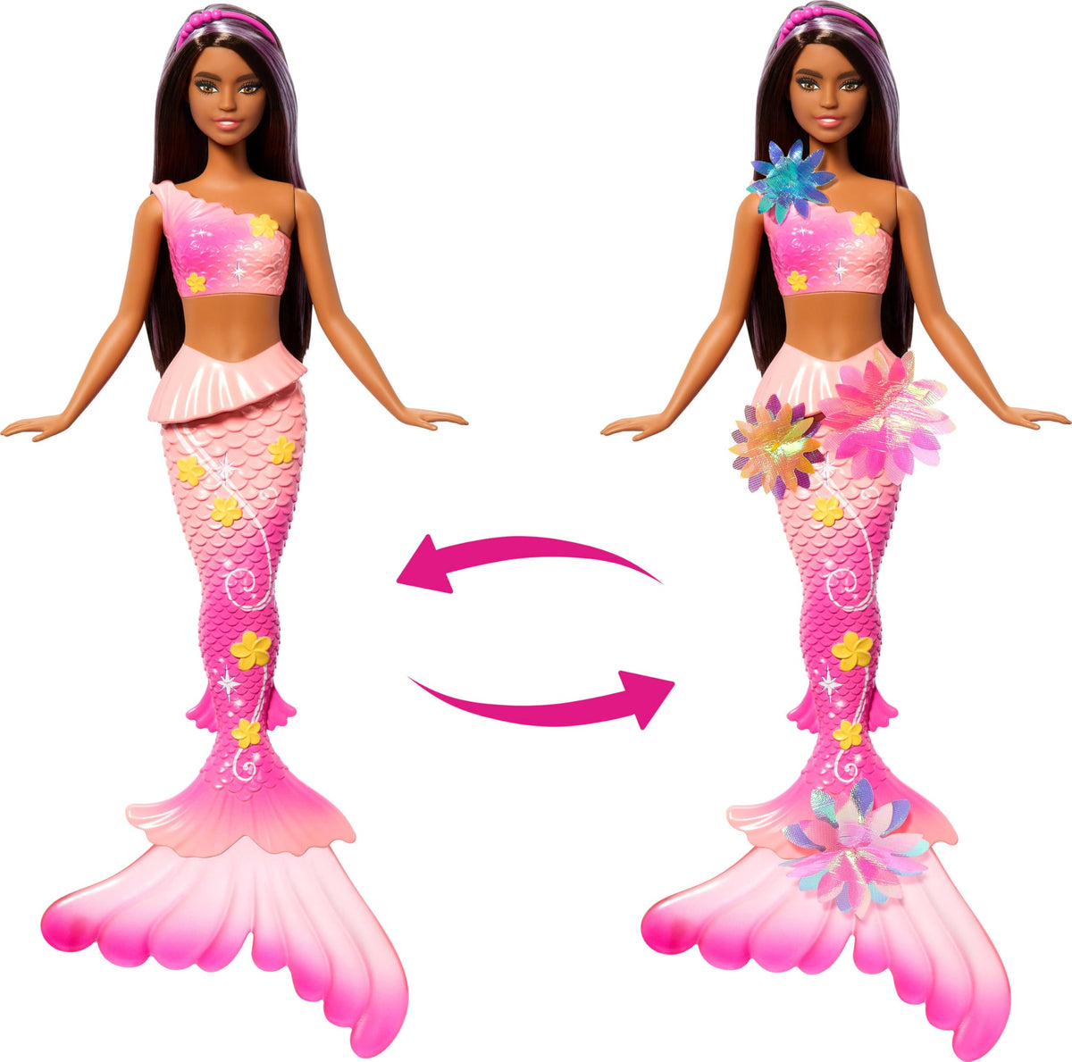 Barbie Mermaid Doll with Magic Blooming Flowers, Ombre Tails