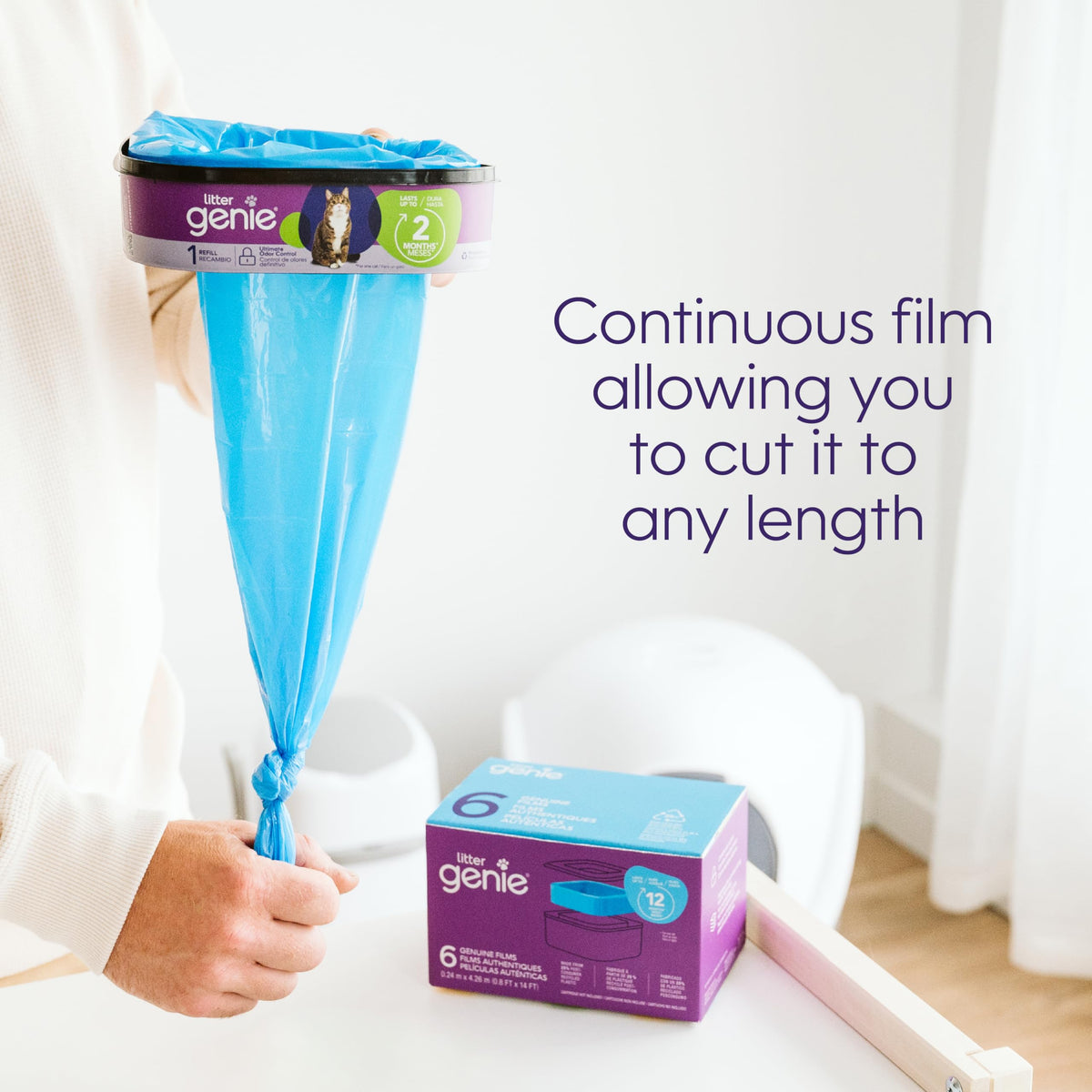 Litter Genie Standard Square Refill Bags, 6 Pack, 84 ft Film