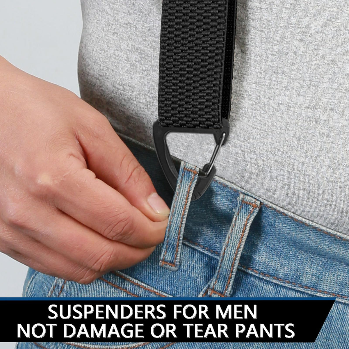 Men's Heavy Duty Elastic Suspenders, 1.5 Inch, Black