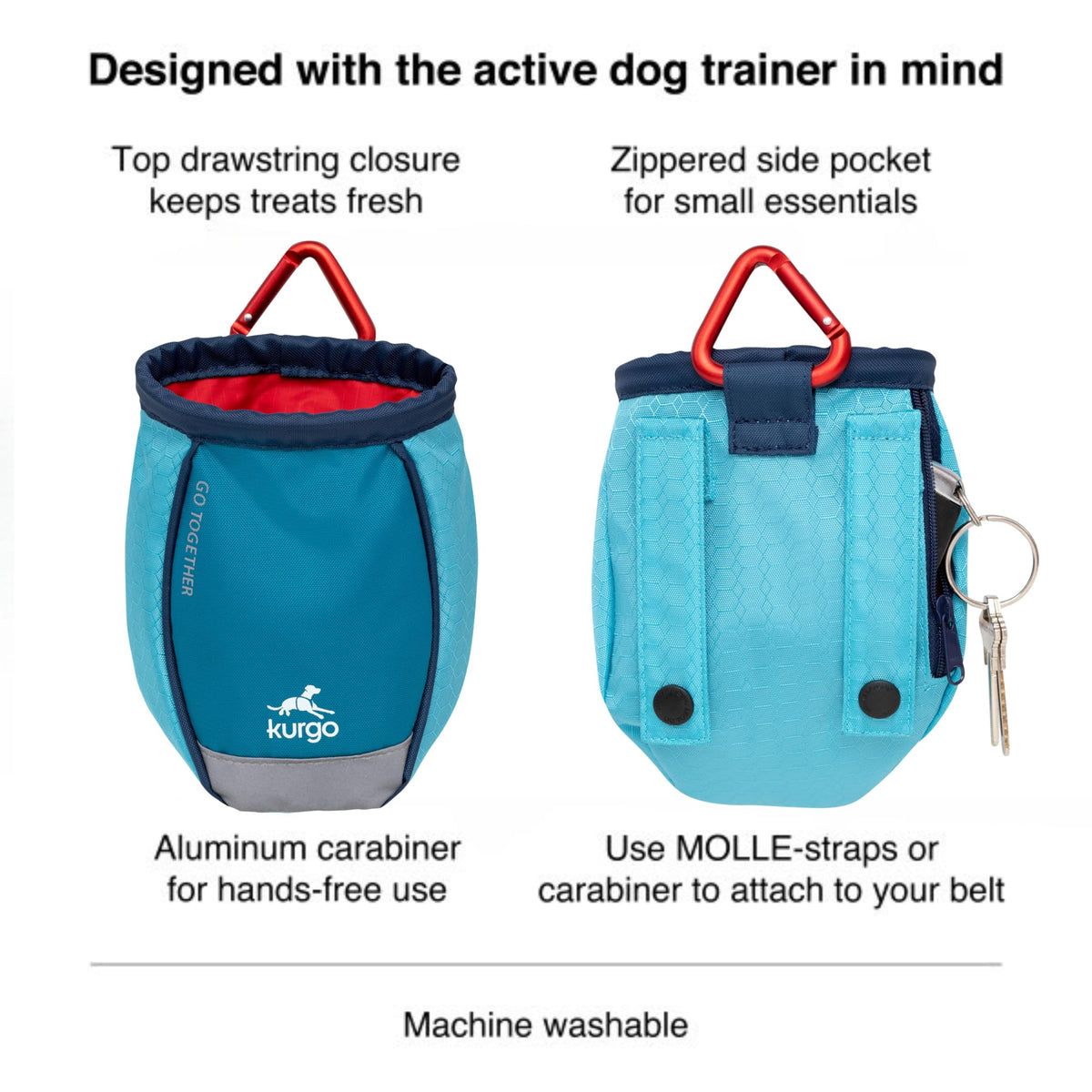 Kurgo Go Stuff-it Dog Training Treat Pouch, Coastal Blue