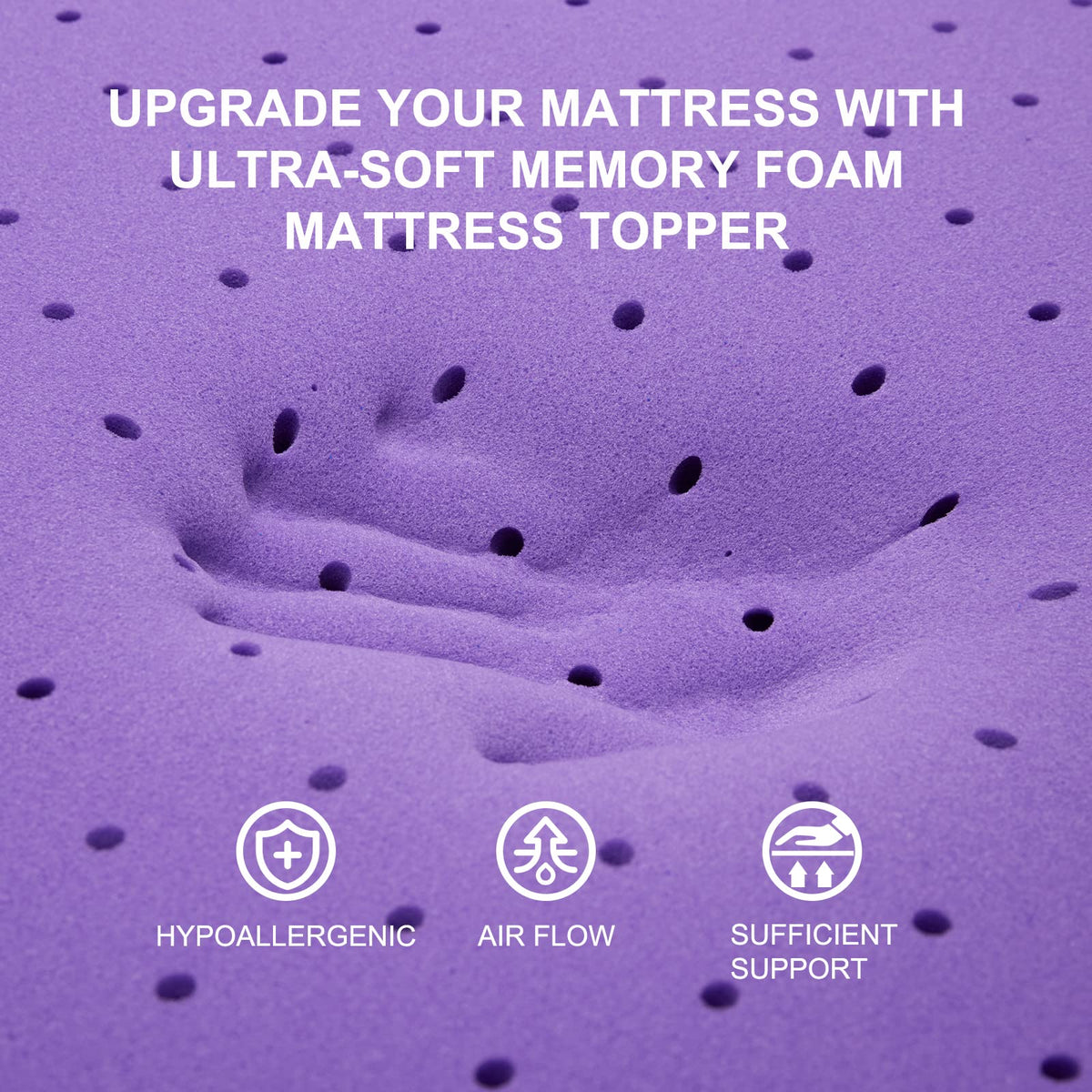 SINWEEK 2" Gel Memory Foam Mattress Topper, Twin