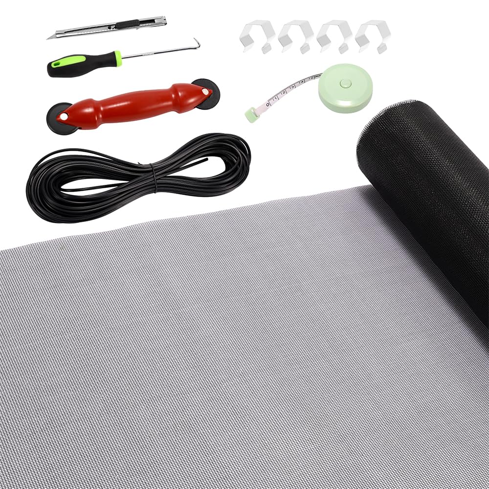 Window Screen Replacement Kit, 39 x 78 in, Black