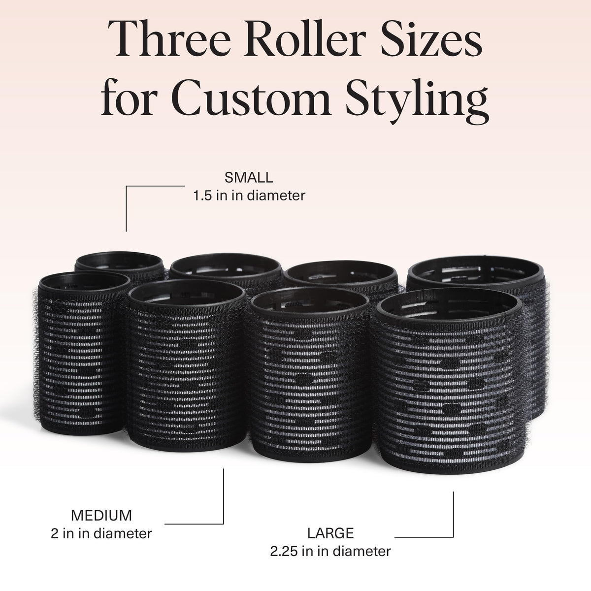 Kitsch Ceramic Thermal Hair Rollers for Women, Black