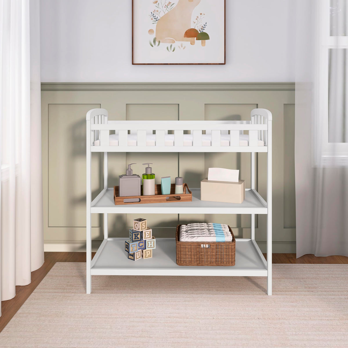 Dream On Me Emily Changing Table, White, with 1" Pad